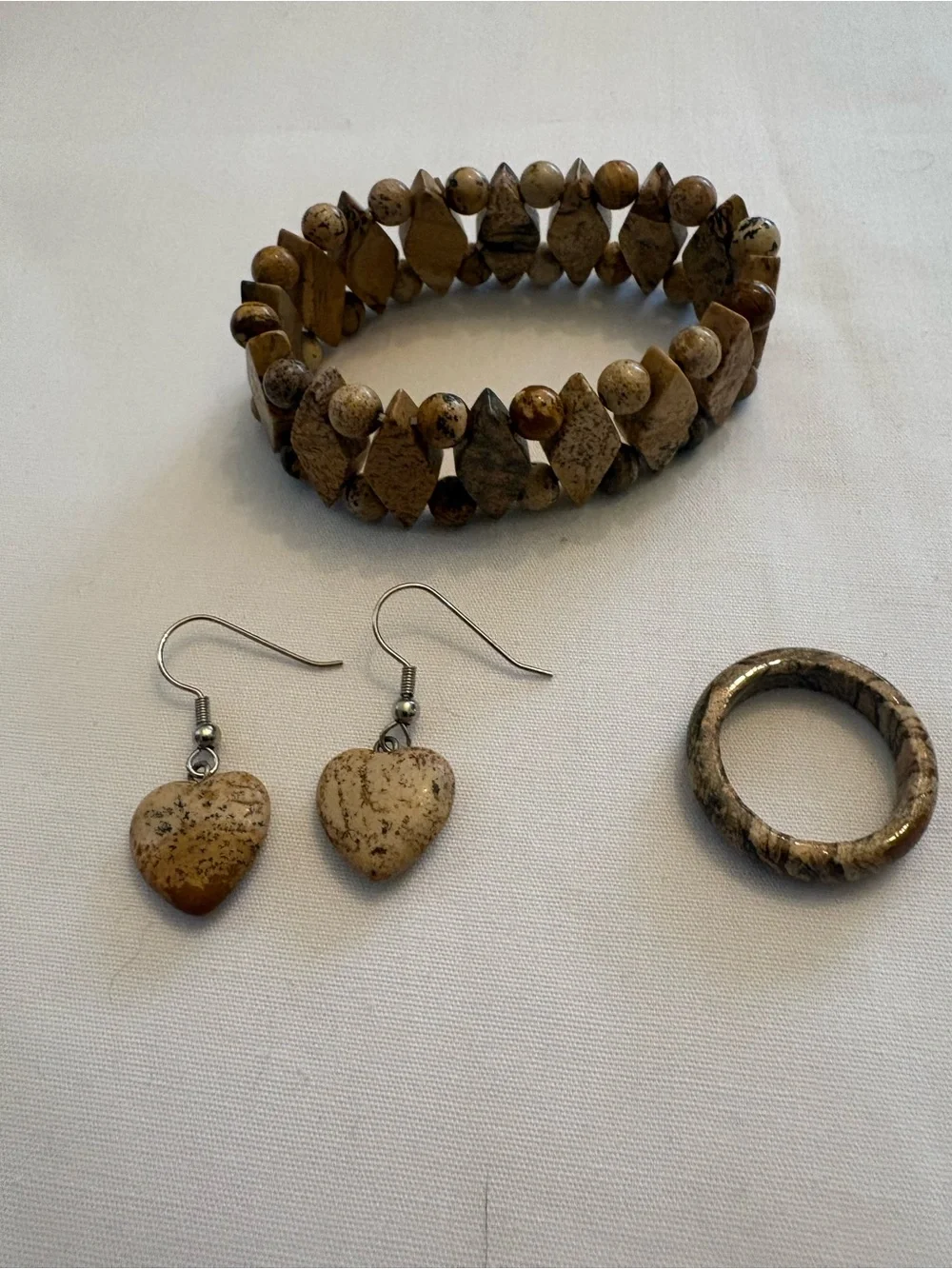 Picture Jasper Jewelry Set 4 pieces